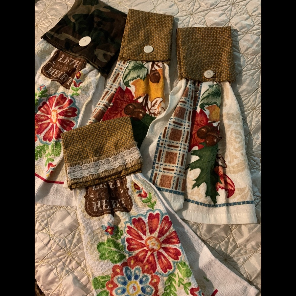 Homemade towels with Velcro hangers 4